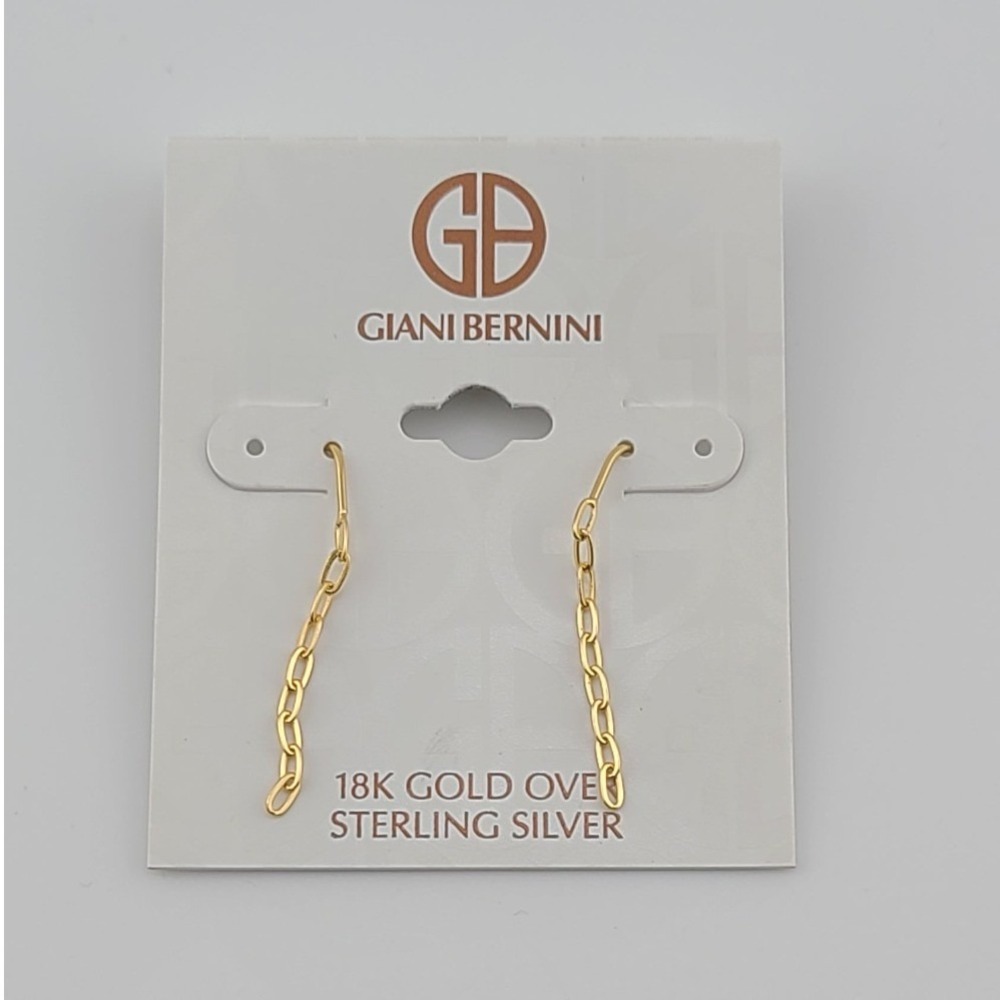 Giani Bernini 18K Gold Over Sterling Silver Paperclip Chain Drop Wire Earrings